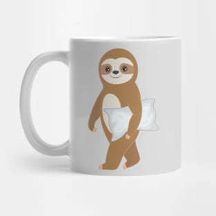 Cute baby sloth walking with a pillow Mug